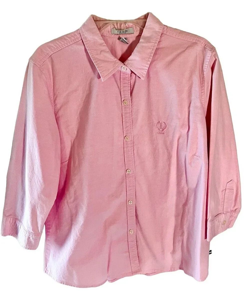 IZOD Pink Womens Petite Medium Button Front Shirt